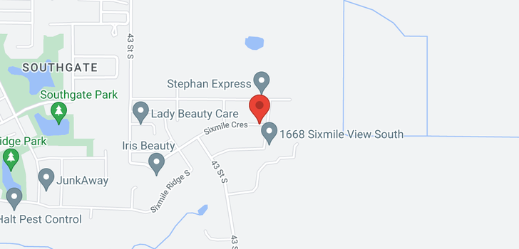 map of 712 Sixmile Crescent S